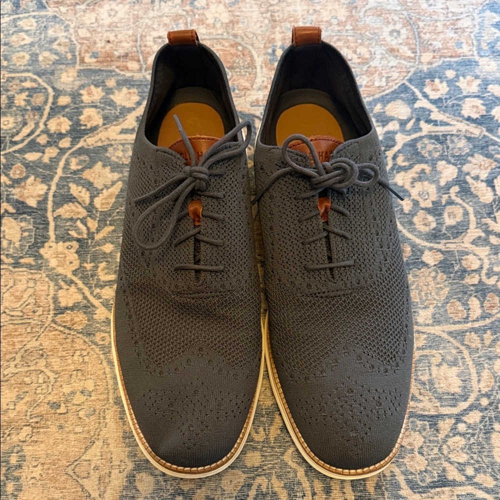 Cole Haan Navy Knit Oxford with Tan Accents